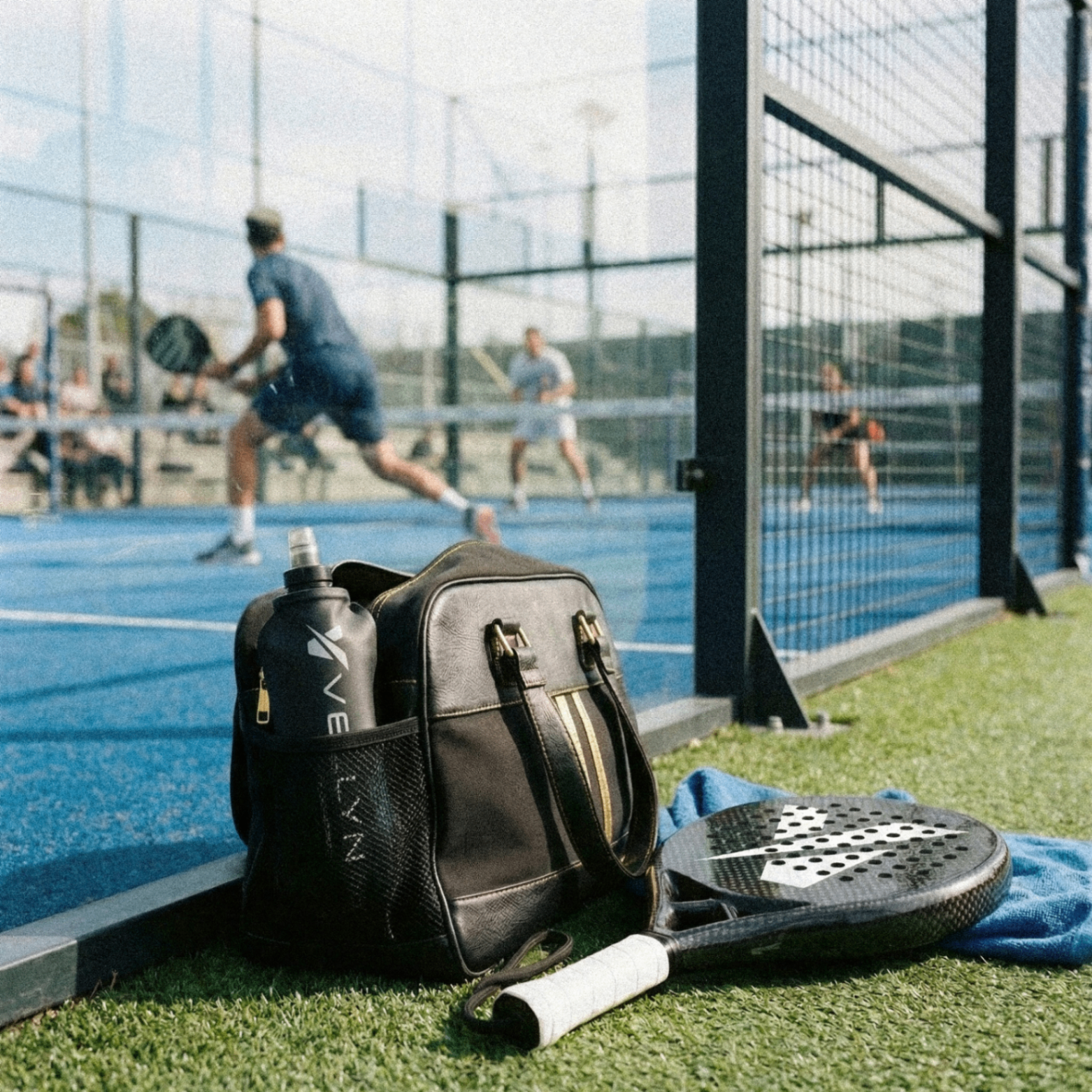 VELLYN bottle at a padel court